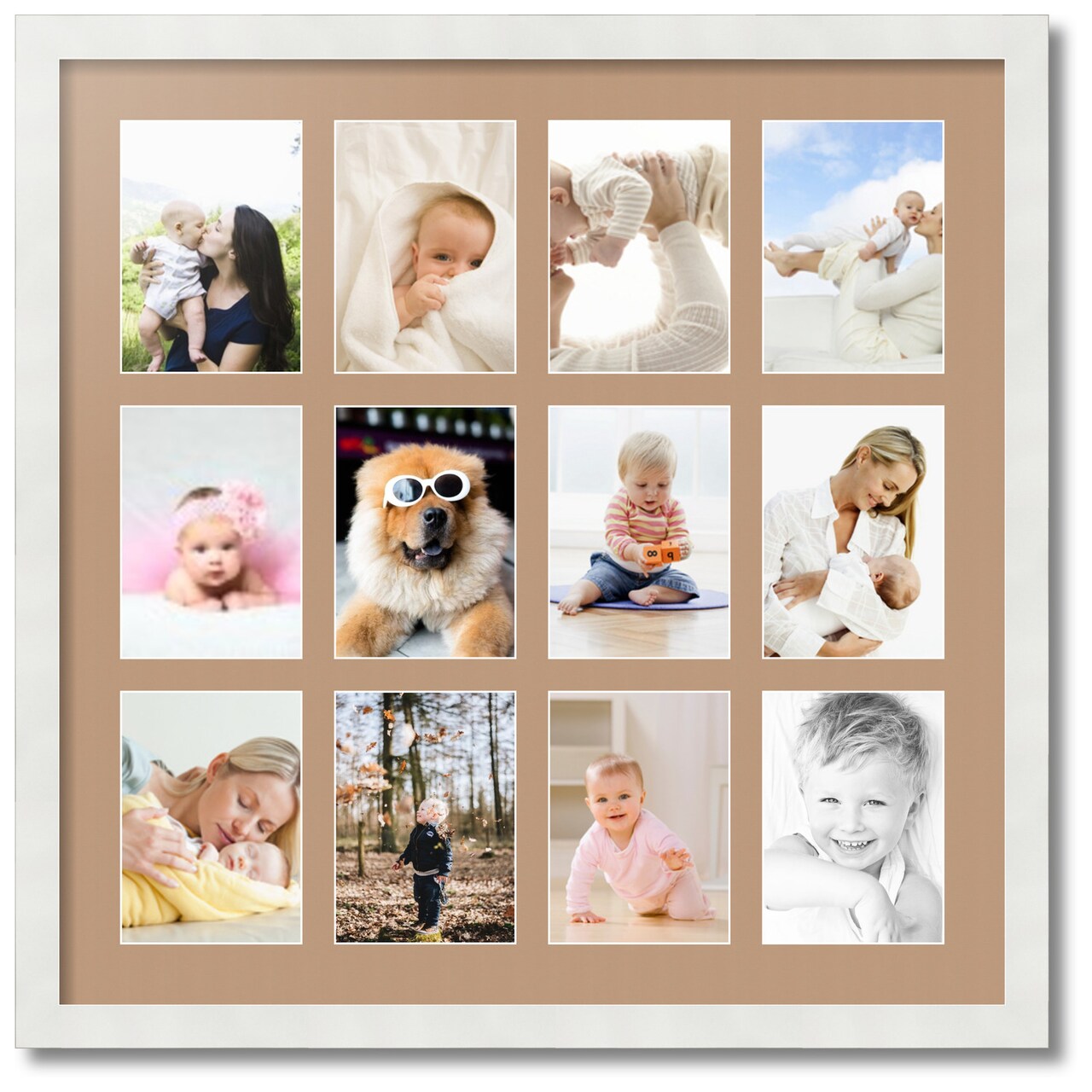 ArtToFrames Collage Photo Picture Frame with 12 - 5x7 inch Openings, Framed in White with Over 62 Mat Color Options and Plexi Glass (CSM-3966-229)